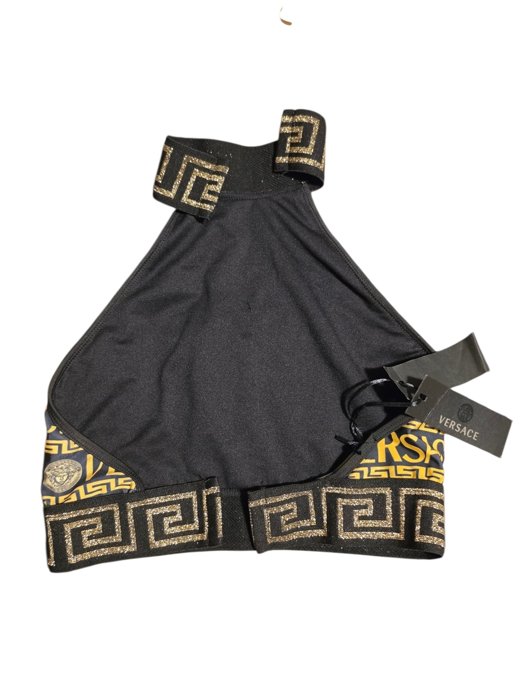 NWT Versace Black & Gold Greca Logo Bikini Thong Set Size XL - Picture 7 of 16